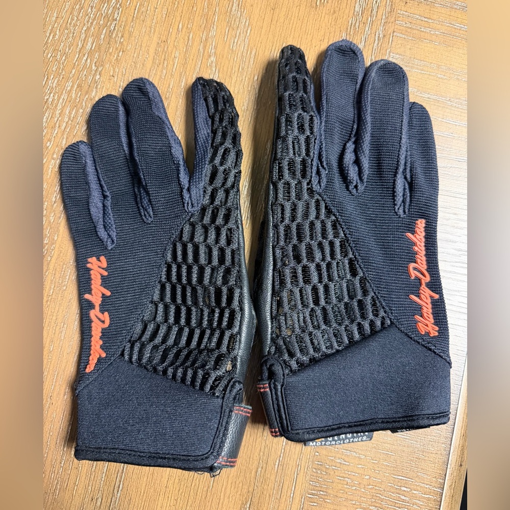 Harley-Davidson Black Gloves Orange Mesh Small